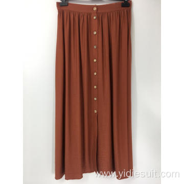 Button Front Rust Coloured A line Skirt